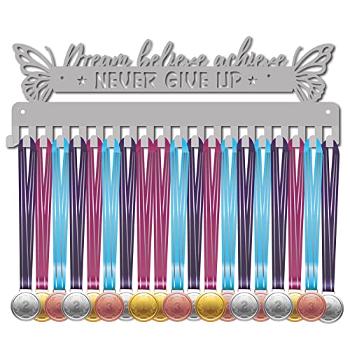 CREATCABIN Never Give Up Medaillenhalter Display Sportmedaillenhalter Display Award Eisenhalter Rack Rahmen Wandmontage Für Sportler Medaillengewinner Läufer Gymnastik Marathon 20 Haken 15.7x 5.2 Zoll von CREATCABIN