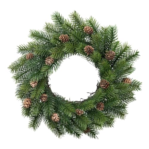 CREATIV green Tannen-Kranz 33cm in grün I Weihnachtskranz mit naturgetreuen Nadeln & Zapfen I hochwertige & stilvolle Weihnachtskranz Deko I Türschmuck Weihnachten ideal als Indoor Weihnachtsdeko von CREATIV green