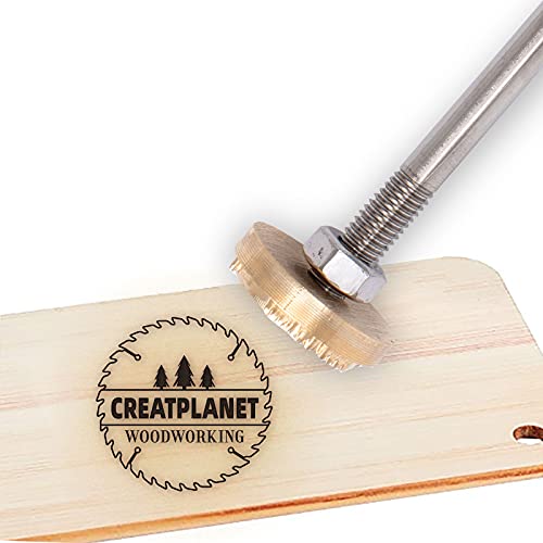 CREATPLANET Holz Leder Kuchen Brandeisen 1.2" Brandeisen Stempel Benutzerdefiniertes Logo BBQ Heizstempel Mit Messingkopf Und Holzgriff Für Handgefertigtes Design - Baum In Der Säge von CREATPLANET