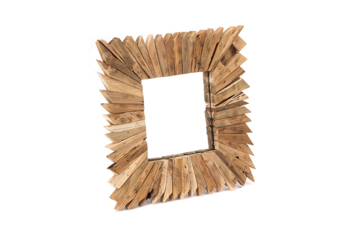 CREEDWOOD Wandspiegel HOLZ WANDSPIEGEL "SPIKES", 50x50cm, Massivholz, Natur Holzspiegel von CREEDWOOD