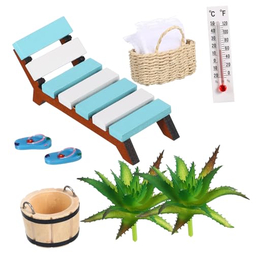 CRILSTYLEO 1 Set Miniatur Dekoration Sauna Mikro Strand Stil Ornament Miniatur Sachen Mini Hausstuhl Modell Mikro Landschaftszubehör Mikro Strand Sommerszene Requisite Miniatur von CRILSTYLEO