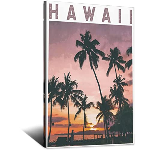 CRONDUS Hawaii Waikiki Beach Vintage Reise Poster Leinwand Wandkunst Poster Dekor Malerei Poster von CRONDUS