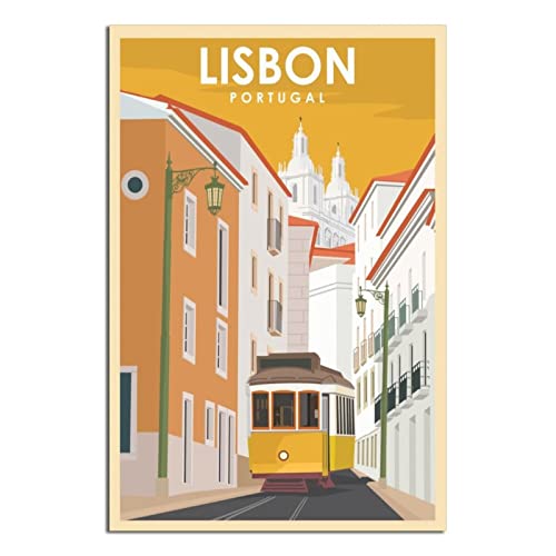 CRONDUS Lissabon Vintage-Reiseposter auf Leinwand, Wandkunst, Poster, Dekoration, Malposter von CRONDUS