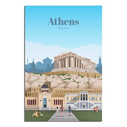 CRONDUS Vintage Griechenland Athen Reiseposter Leinwand Wandkunst Poster Dekor Malerei Poster von CRONDUS