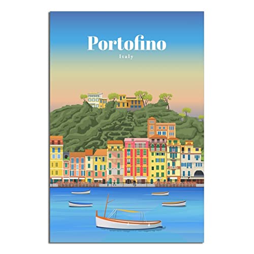 CRONDUS Vintage Italien Portofino Reiseposter Leinwand Wandkunst Poster Dekor Malerei Poster von CRONDUS