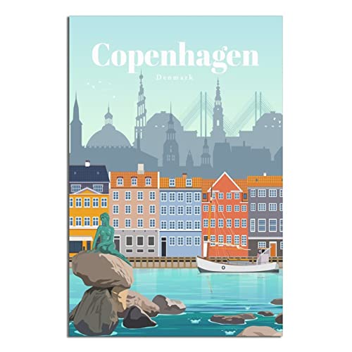 CRONDUS Vintage Kopenhagen Reiseposter Leinwand Wandkunst Poster Dekor Malerei Poster von CRONDUS