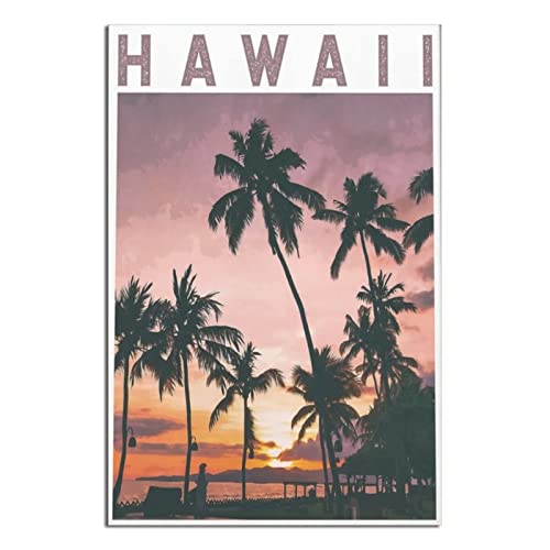 Hawaii Waikiki Strand Vintage Reise Poster Leinwand Wandkunst Poster Dekor Malerei Poster von CRONDUS