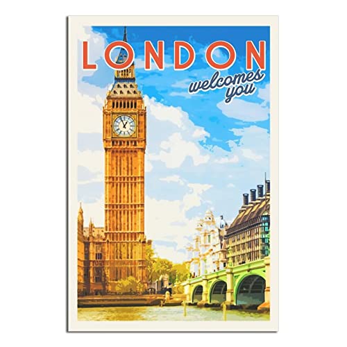 London England Vintage Reise Poster Leinwand Wandkunst Poster Dekor Malerei Poster von CRONDUS