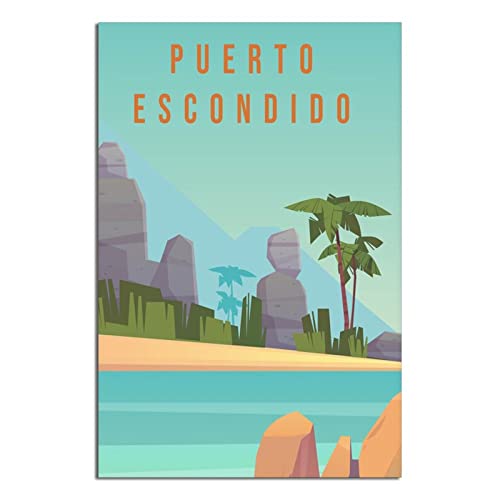 Puerto Escondido Mexiko Vintage Reiseposter Leinwand Wandkunst Poster Dekor Malerei Poster von CRONDUS