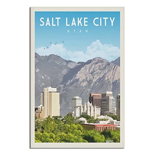 Salt Lake City Vintage Reiseposter Leinwand Wandkunst Poster Dekor Malerei Poster von CRONDUS
