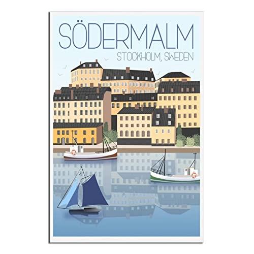 Stockholm Schweden Vintage Reiseposter Leinwand Wandkunst Poster Dekor Malerei Poster von CRONDUS