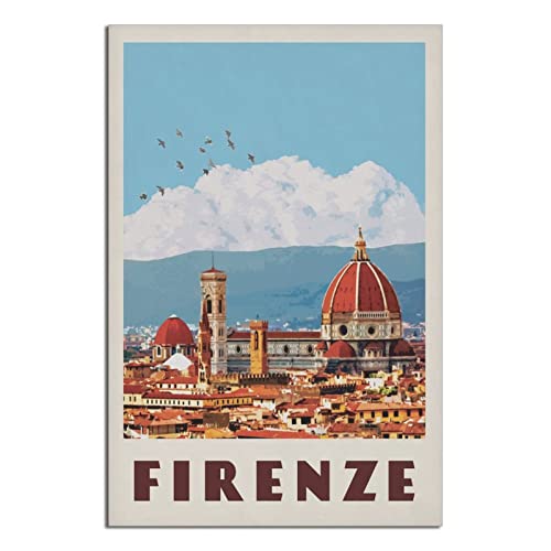 Vintage Firenze Reiseposter Leinwand Wandkunst Poster Dekor Malerei Poster von CRONDUS