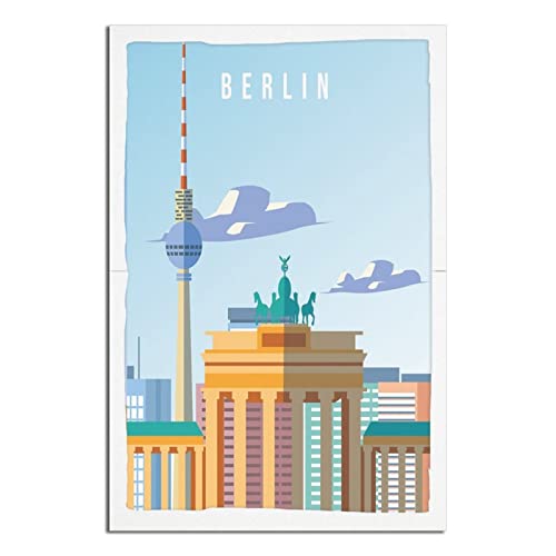 Vintage Reise Poster Berlin Leinwand Wandkunst Poster Dekor Malerei Poster von CRONDUS