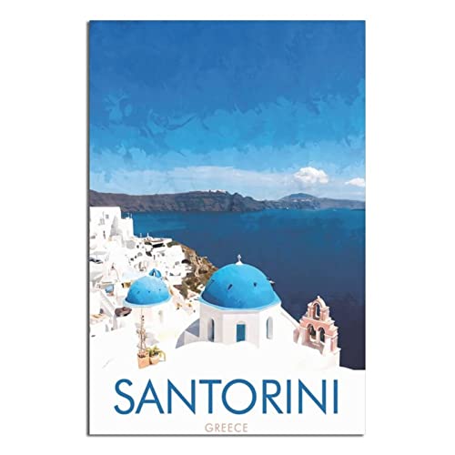 CRONDUS Vintage Reiseposter Griechenland Santorini Leinwand Wandkunst Poster Dekor Malerei Poster von CRONDUS