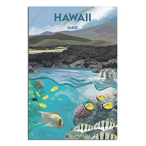 Vintage Reiseposter Hawaii Maui Leinwand Wandkunst Poster Dekor Malerei Poster von CRONDUS