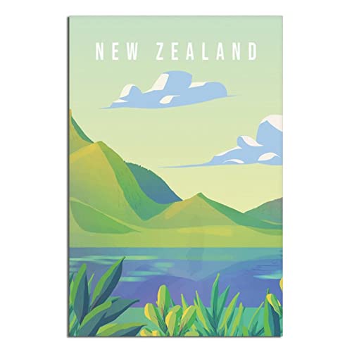 Vintage Reiseposter Neuseeland Leinwand Wandkunst Poster Dekor Gemälde Poster von CRONDUS