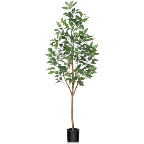 CROSOFMI Künstliche Ficus Pflanzen 150cm Groß Fake Tropische Plastik Pflanze im Topf für Indoor Outdoor Haus Büro Garten Moderne Dekoration（1 Pack） von CROSOFMI