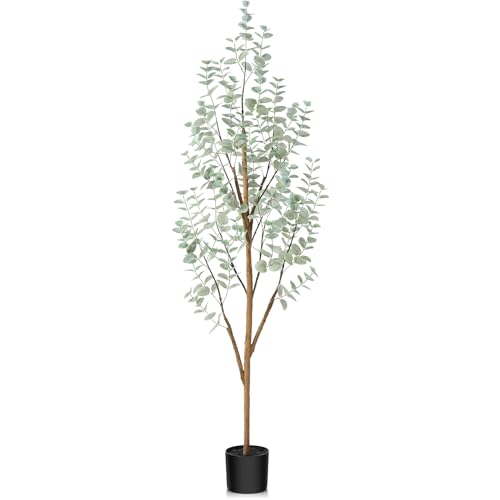 CROSOFMI Künstliche Pflanzen Groß 150 cm Kunstpflanzen Eukalyptus Wie Echt im Topf Plastik Fake Plant Deko für Wohnzimmer Balkon (1 Pack) von CROSOFMI