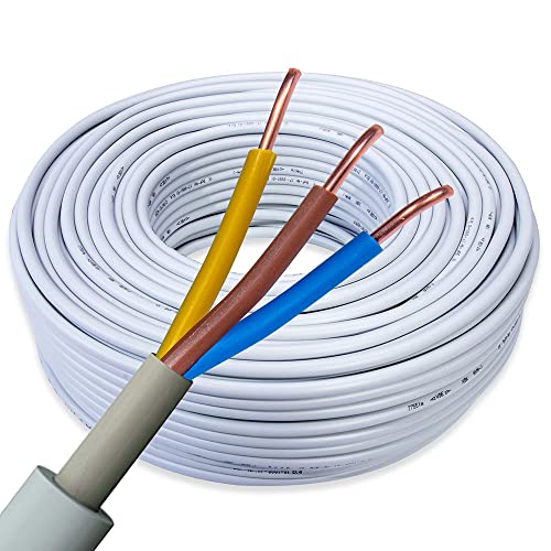 Kabel NYM-J 3x1,5 mm² | 10m Elektrokabel mit PVC Mantel universell & vielseitig einsetzbar, Stromkabel für Elektroinstallation, Feuchtraumkabel von CROWNSTORES