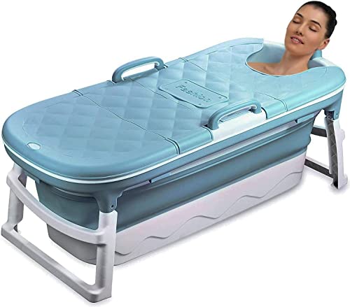 CRS faltbare Badewanne Erwachsene Größe L 138x62x52cm klappbare mobile Badewanne ideal für kleine Badezimmer | foldable bathtub | tragbare Klappbadewanne zum Aufstellen (Blau) von CRS