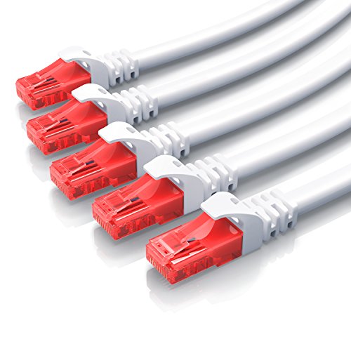 5 x 0,5m - CAT.6 Ethernet Gigabit Lan Netzwerkkabel RJ45 - 10 100 1000Mbit s - Patchkabel - kompatibel zu CAT.5 CAT.5e CAT.7 - Switch Router Modem Patchpannel Access Point Patchfelder - weiß von CSL-Computer