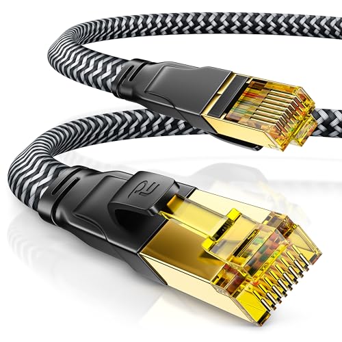 CSL - 0,25m 25cm CAT 7 Netzwerkkabel Flach 10 Gbits - Baumwollmantel LAN Kabel Patchkabel Datenkabel - CAT.7 Gigabit RJ45 Ethernet Cable - 10000 Mbits Geschwindigkeit - Flachbandkabel - Verlegekabel von CSL-Computer