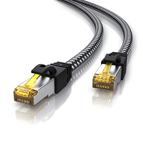 CSL - 0,25m 25cm Cat 7 Netzwerkkabel Gigabit Ethernet LAN Kabel - Baumwollmantel - 10000 Mbit S - Patchkabel - Cat.7 Rohkabel S FTP Pimf Schirmung mit RJ 45 Stecker - Switch Router Modem Access Point von CSL-Computer