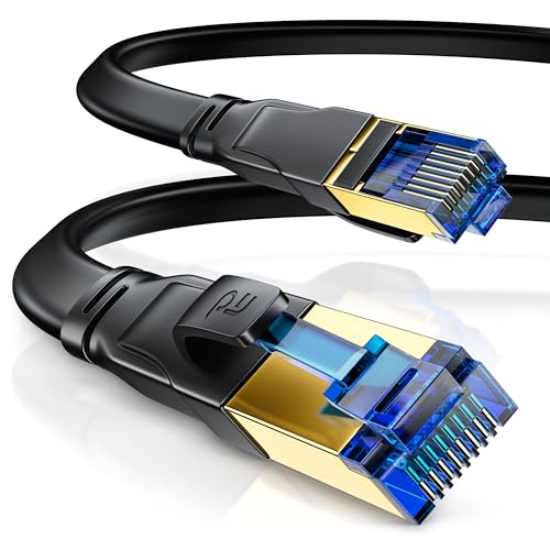 CSL - 0,5m 50cm CAT 8.1 Netzwerkkabel Flach 40 Gbits, LAN Kabel Patchkabel, CAT 8 Gigabit RJ45 Ethernet Cable, 40000 Mbits Glasfaser Geschwindigkeit, Flachbandkabel, Verlegekabel, Cat 6 Cat 7 Cat 8 von CSL-Computer