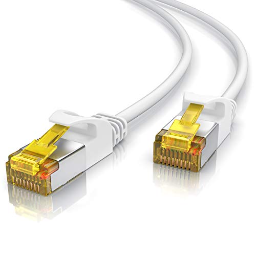 CSL - CAT 7 Netzwerkkabel Slim - 20m - Patchkabel – RJ45 – LAN Ethernet Gigabit Kabel – 10000 Mbit – U/FTP PIMF Schirmung – Switch Router Modem PS5 XBox Series X -kompatibel zu CAT 6 CAT 8 - weiß von CSL-Computer