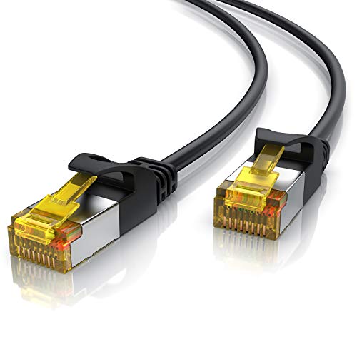 CSL - Cat 7 Netzwerkkabel Slim - 10m - Patchkabel – RJ45 – LAN Ethernet Gigabit Kabel – 10000 Mbit – U/FTP PIMF Schirmung – Switch Router Modem PS5 Xbox Series X -kompatibel zu Cat 6 Cat 8 - schwarz von CSL-Computer