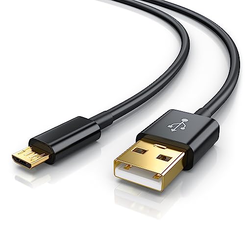 CSL - MicroUSB auf USB A 2.0 Kabel, USB B Kabel, Ladekabel 3 Meter, Kompatibel mit Android, Samsung, HTC, Motorola, Nokia, LG, HP, Sony, BlackBerry und mehr, Schwarz von CSL-Computer