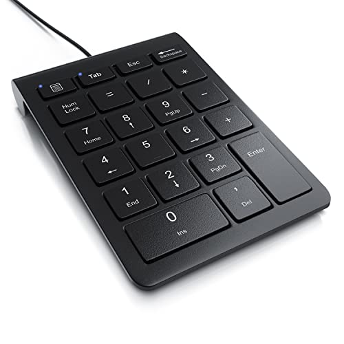 CSL - Ziffernblock, USB Nummernblock, kabelgebundenes Keypad, Numpad, NumLock-Funktion, Ultradünne Tastaturerweiterung, 22 Tasten, 1.5 M Kabel Numerische Tastatur Keypad, Schwarz von CSL-Computer