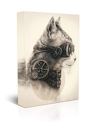 CSSXJART Steampunk-Katzen-klassisches Vintages Tier Wandbilder Schlafzimmer Badezimmer Leinwand Malerei Moderne Poster & Drucke Wandkunst Bild dekoration 40x60cm(16x24in) Gerahmt von CSSXJART