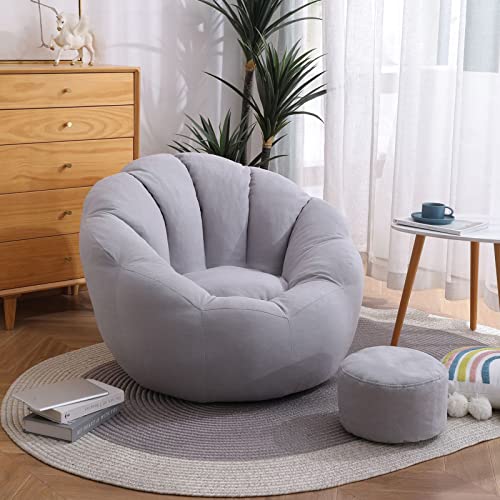 CSstone Bean Bag Sitzkissen Sessel Bodenkissen Aufbewahrungstasche Sitzsack Wohnzimmer Garten (Nur Cover) Bodenkissen Hocker Kinder Sitzsäcke Möbel Kissen Sessel Sofa,Grau von CSstone