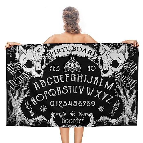 CTOITLKF Strandtuch, Katzenschädelkopf, Hexenbrett, schwarz, Gothic-Badetuch, Pool-Handtuch, ideal für Fitnessstudio, Schwimmen, 80 x 130 cm von CTOITLKF