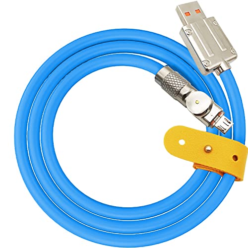 CTRICALVER Micro USB Kabel (1M), 10W Super Schnellladekabel, Ellenbogen aus Zinklegierung180° drehbares Schnellladekabel, mit Datenübertragung Funktion (für Micr-USB-Schnittstelle, Blau) von CTRICALVER