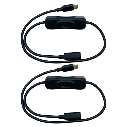 CTRICALVER USB-C Verlängerungskabel Schalter, 2 Stück Typ C Stecker auf Buchse für Dashcams, Festplatten, Mobiltelefone 50 cm, Schwarz von CTRICALVER