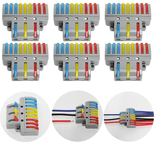 Kompakten Steckklemmen, CTRICALVER 6 pcs Push Kabelverbinde, 3 In 9 Out Lever Nuts Verbindungsklemme, Mit 18 pcs Befestigungsschrauben von CTRICALVER