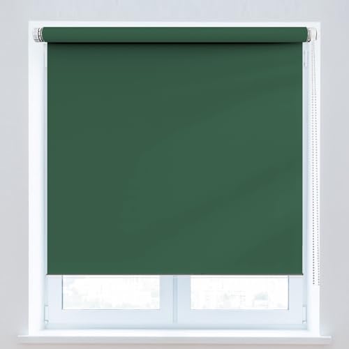 Fensterrollo Klemmrollo 120 x 150 cm, Sichtschutz und Sonnenschutz Blickdicht, Rollos Für Fenster Innen, mit Aluminium-Schienen, für Fenster & Tür, Dunkelgrün von CUIMEI