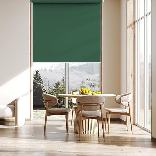 Rollo Für Fenster 70 x 100 cm, Blickdicht Sichtschutz Sonnenschutz, Rollos Hitzeschutz, inklusive Montagematerial, für Fenster und Tür, Dunkelgrün von CUIMEI