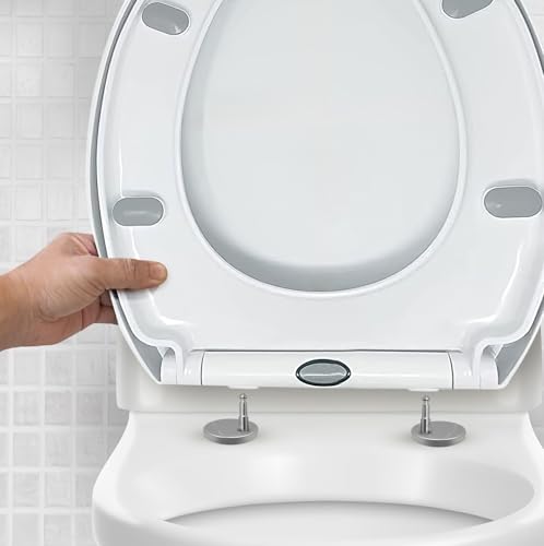 CUQOO Ovaler WC-Sitz mit Absenkautomatik – Schnellverschluss WC-Sitz – O-Form Soft Close Toilettensitz Weiß – Slow Close Toilettensitz mit verstellbaren Scharnieren (klassischer Komfort) CUQOO Ovaler WC-Sitz mit Absenkautomatik – Schnellverschluss WC-Sitz – O-Form Soft Close Toilettensitz Weiß – Slow Close Toilettensitz mit verstellbaren Scharnieren (klassischer Komfort) von CUQOO