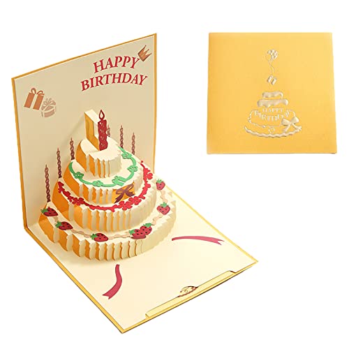 CVZQTE Geburtstagskuchen Popup Karte 3D Geburtstagskarte Kuchen Grußkarten Postkarten Geschenke Geburtstagsgeschenk Für Freund Ehefrau Ehemann Geburtstagsgrußkarten Lustig Für Freund von CVZQTE