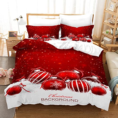 CXYXHW Weihnachten Bettwäsche Set,3 teilig Bettwäsche Set Garnitur Weihnachtsmann Muster,Bettbezug und Kissenbezug mit Reißverschluss (A, 200x200CM) von CXYXHW