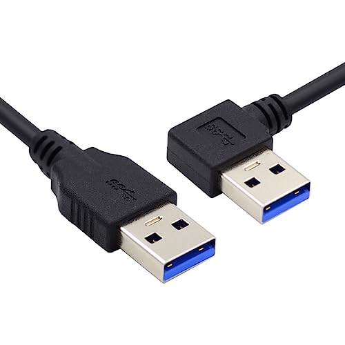 CY Abgewinkelter USB 3.0 Typ A Stecker auf geraden 3.0 Typ-A-Stecker, Daten 5 Gbit/s, Kabel 90 Grad links abgewinkelt 40 cm von CY