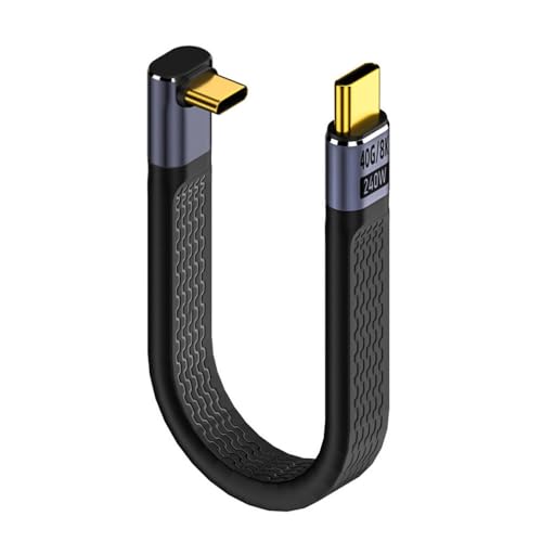 CY Aufgewinkeltes 240 W Typ-C-USB-C-Stecker auf Stecker, USB4, 40 Gbit/s, 100 W, 8 K, flaches, schlankes FPC-Datenkabel für Laptop, Handy, 13 cm, UC-002-0.13U-HX von CY