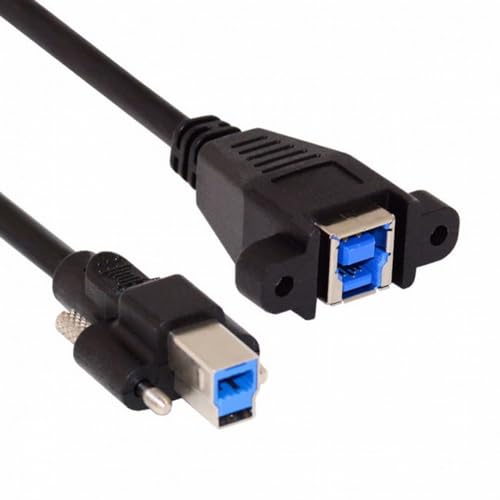 CY Kabel Dual Rändelschrauben, USB 3.0, Rückwandmontage, B-Stecker auf Buchse, B-Typ-Verlängerung, 0,5 m von CY