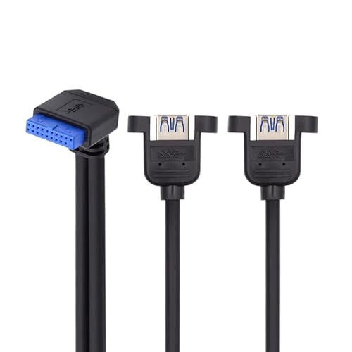 CY USB 3.0 Kabel, Nach oben abgewinkelter 19/20-Pin-Header für USB 3.0-Kabel mit zwei Anschlüssen, weiblich, Schraubmontage, 90 Grad, 5 Gbit/s von CY