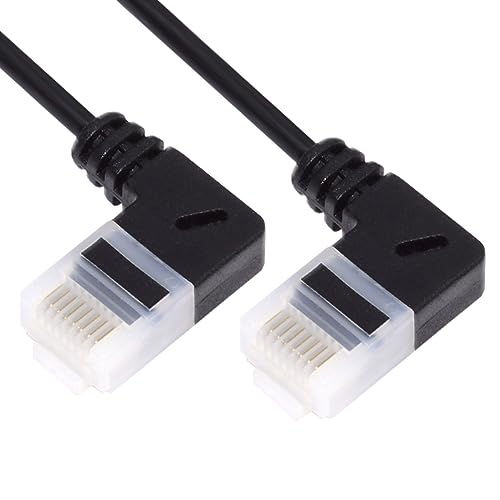 CY Ultradünnes, schlankes Cat6-Ethernet-Kabel, RJ45, rechtwinklig, 25 cm, UTP-Netzwerkkabel, Patchkabel, 90 Grad, Cat6a LAN für Laptop, Router, TV-Box von CY