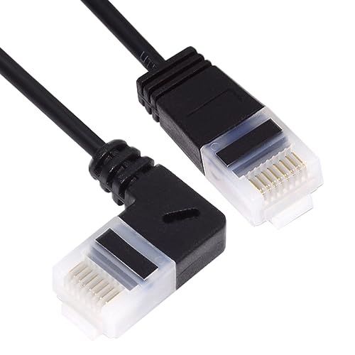 CY Ultradünnes, schlankes Cat6-Ethernet-Kabel, RJ45, rechtwinkliges UTP-Netzwerkkabel, Patchkabel, 90 Grad, Cat6a LAN für Laptop, Router, TV-Box von CY