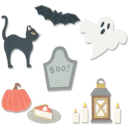 Halloween-Motive Stanzformen für Kartenherstellung Katzen Fledermäuse Geist Grabstein Metall Stanzformen für DIY Scrapbooking Papier Basteln Handmade Handwerk Halloween Metall Stanzschablone von CYFUN DESIGN